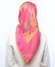 AKMER Gül Kurusu Renkli Çiçek Desenli Digital Baskılı Polyester Eşarp