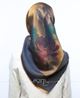 ECARDİN Lacivert Renkli Çiçek Desenli Digital Baskılı Polyester Eşarp