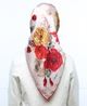 PİRAMİT Bej Kırmızı Renkli Çiçek Desenli Polyester Eşarp